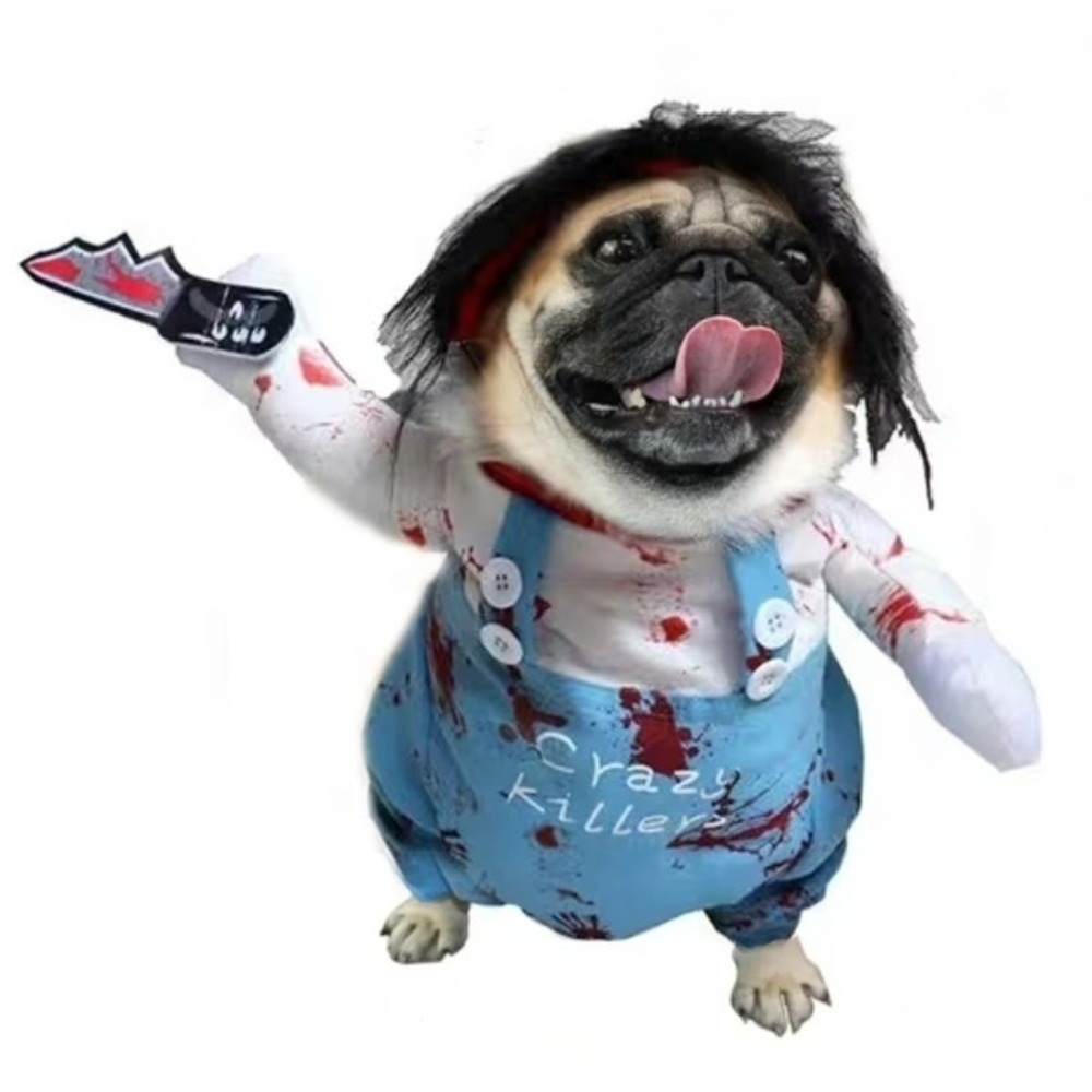 NWOT Dog Killer Horror Knife Blood adog Costume for Medium Dogs